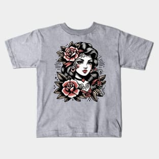 Gypsy Girl Traditional Tattoo Kids T-Shirt